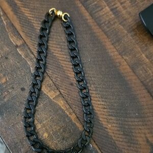 Black Chain Link Necklace Magnetic Closure